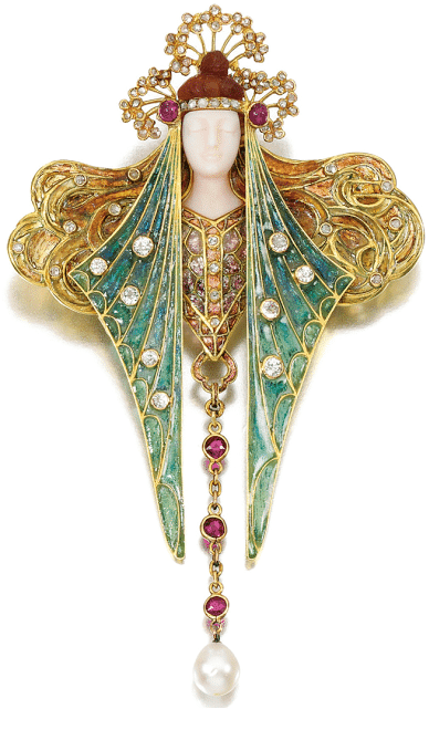 A stunning antique Art Nouveau brooch pendant designed by Georges Fouquet