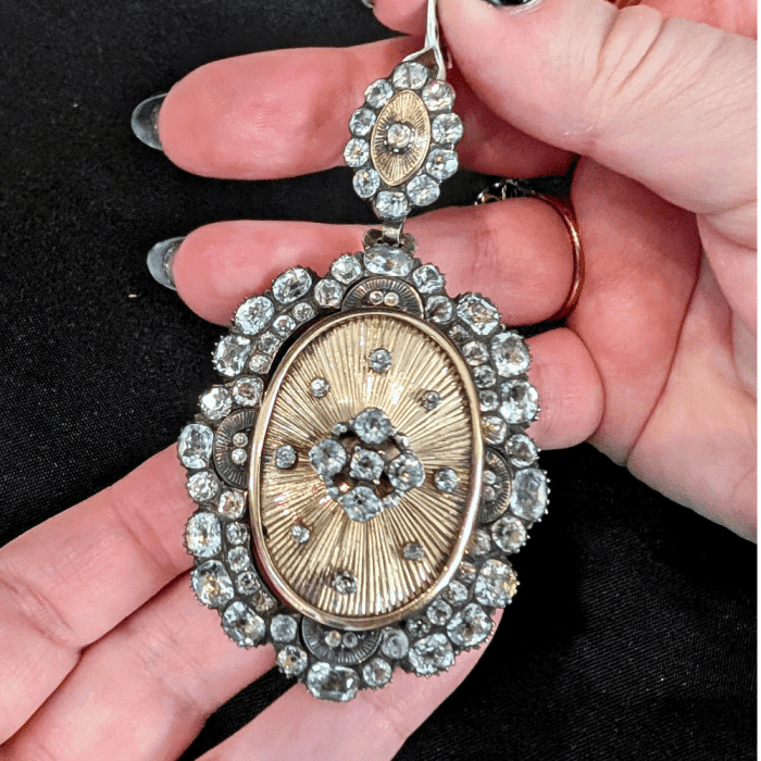 A remarkable antique locket from Sandy Jacobs Antiques, seen during NYCJAOS.