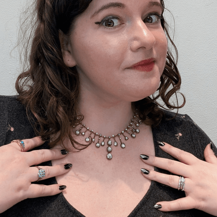 Antique Victorian rose cut diamond necklace from Halle's Jewels, seen at NYCJAOS.