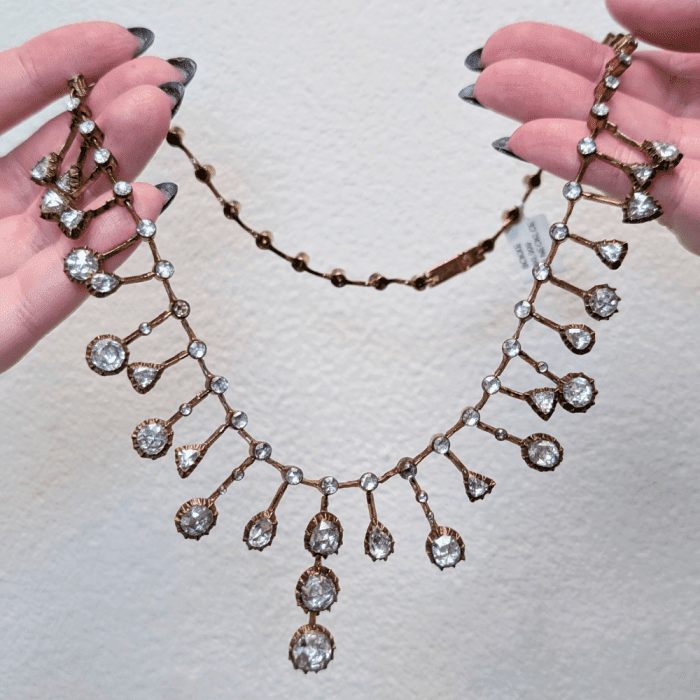 Antique Victorian rose cut diamond necklace from Halle's Jewels, seen at NYCJAOS.