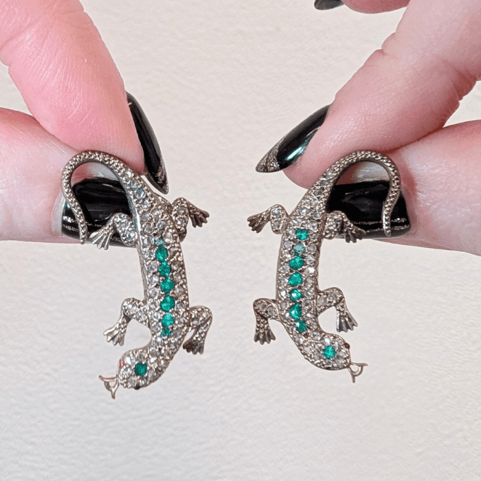 Antique gemstone and diamond salamander earrings, from The Eden Collective.