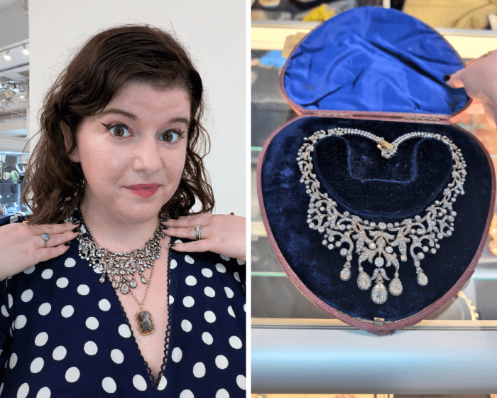 A remarkable antique diamond necklace. Seen at Liberty London and TJTR London during NYCJAOS