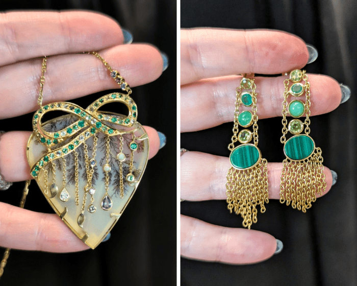 Two extraordinary gemstone pieces by Unhada, seen at NYCJAOS Autumn 2025.