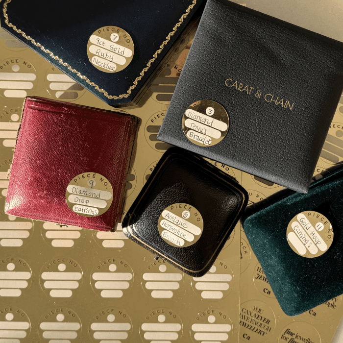 The stickers that come with Carat + Chain's Jewel Journal help you keep track of your jewelry collection