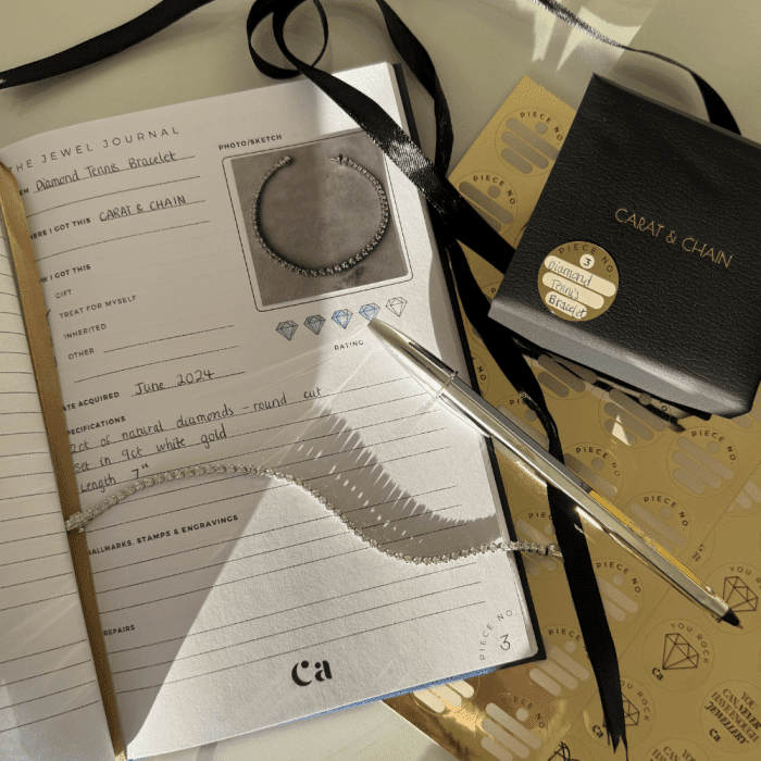 Track your jewelry collection with The Jewel Journal, a jewelry organizer book from Carat + Chain!