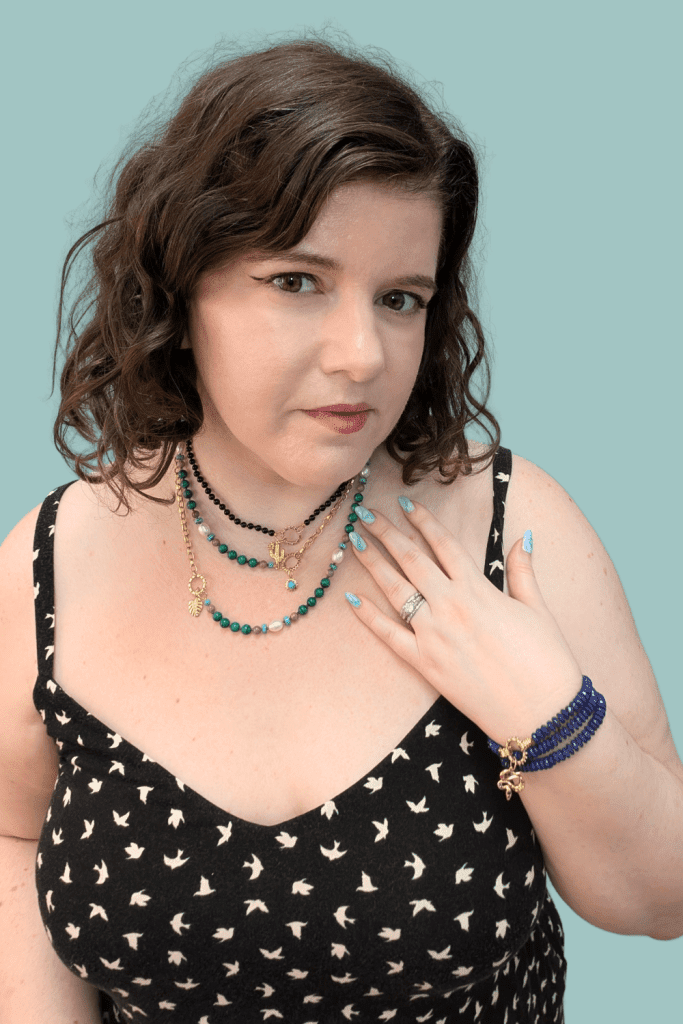 Delphine Leymarie beaded necklaces, gold charm connectors and charms from Beaumont Jewelry Collective