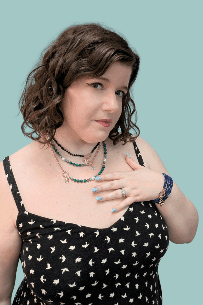 Delphine Leymarie beaded necklaces, gold charm connectors, and gold charms from Beaumont Jewelry Collective.