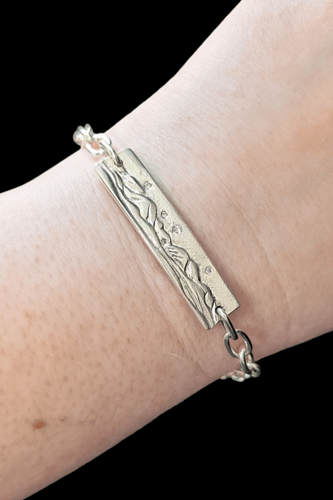 WEND Astral Peaks mountain bracelet in Fairmined silver with lab grown diamonds from Beaumont Jewelry Collective