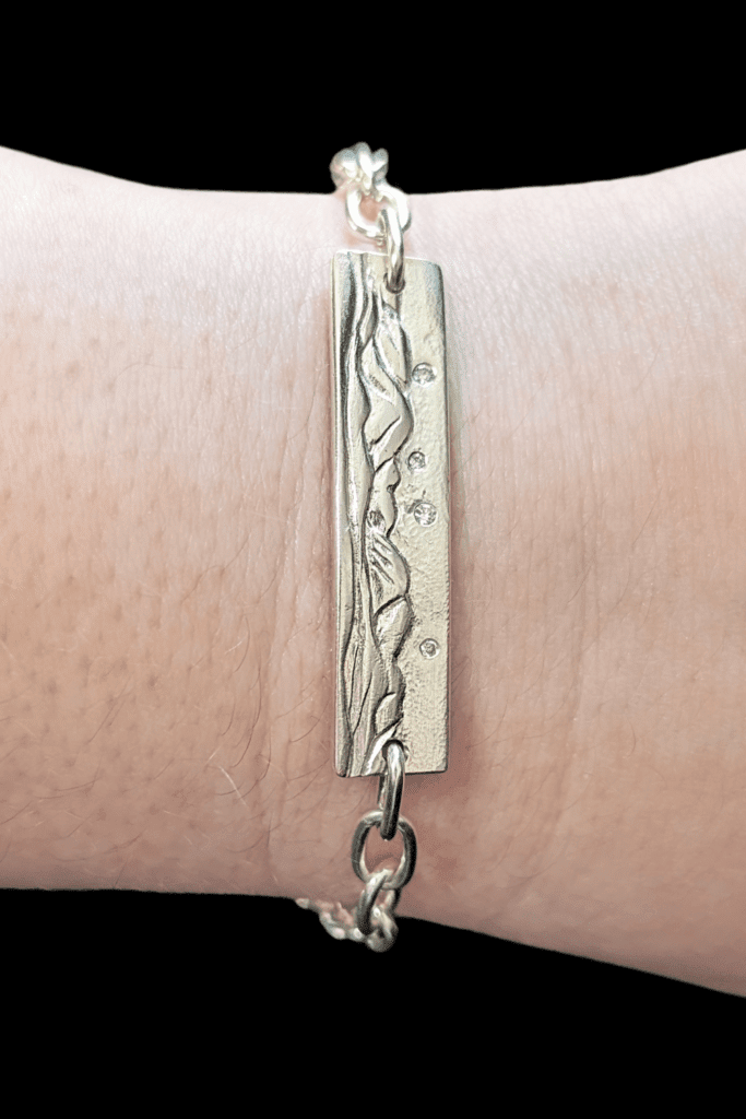 WEND Astral Peaks mountain bracelet in Fairmined silver with lab grown diamonds from Beaumont Jewelry Collective!
