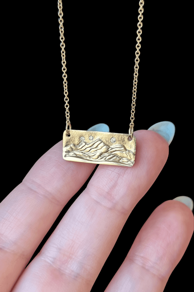 WEND Astral Peaks mountain necklace in Fairmined gold with lab diamonds, from Beaumont Jewelry Collective