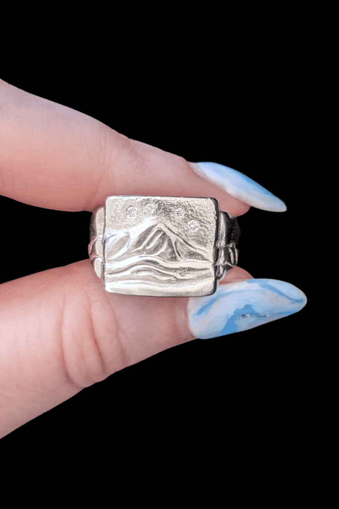 WEND Astral Peaks ring in Fairmined silver with lab grown diamonds from Beaumont Jewelry Collective.
