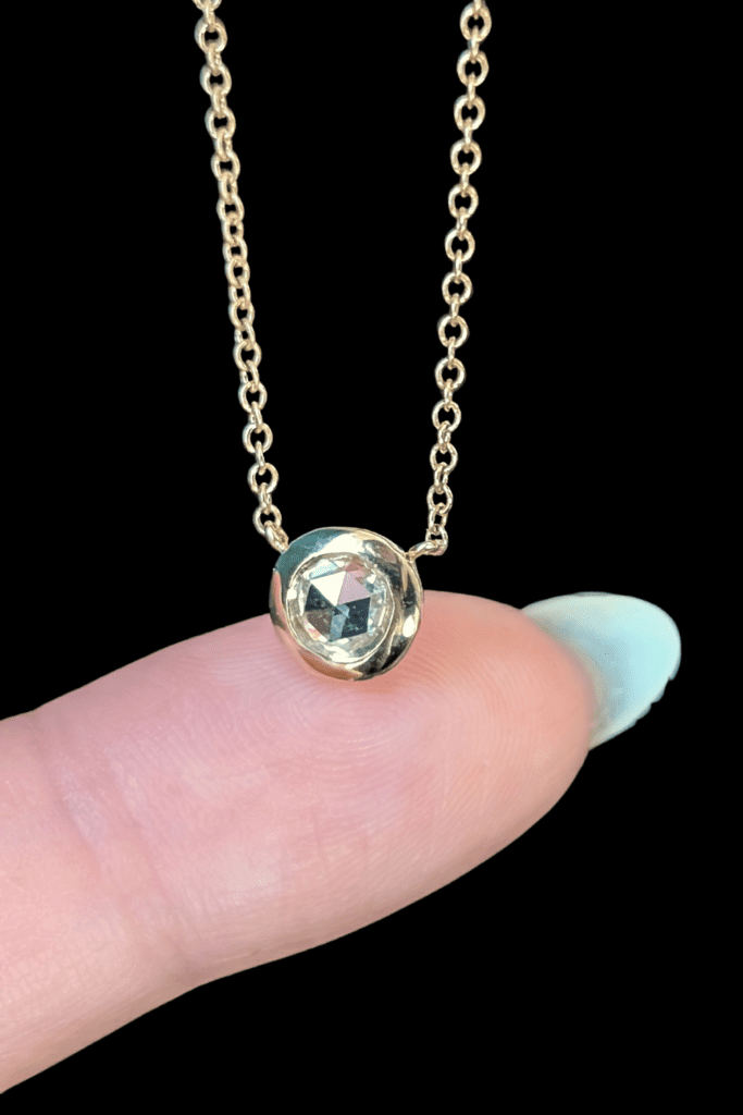 WEND Relic Antique Rose Cut Diamond Necklace in recycled yellow gold from Beaumont Jewelry Collective.