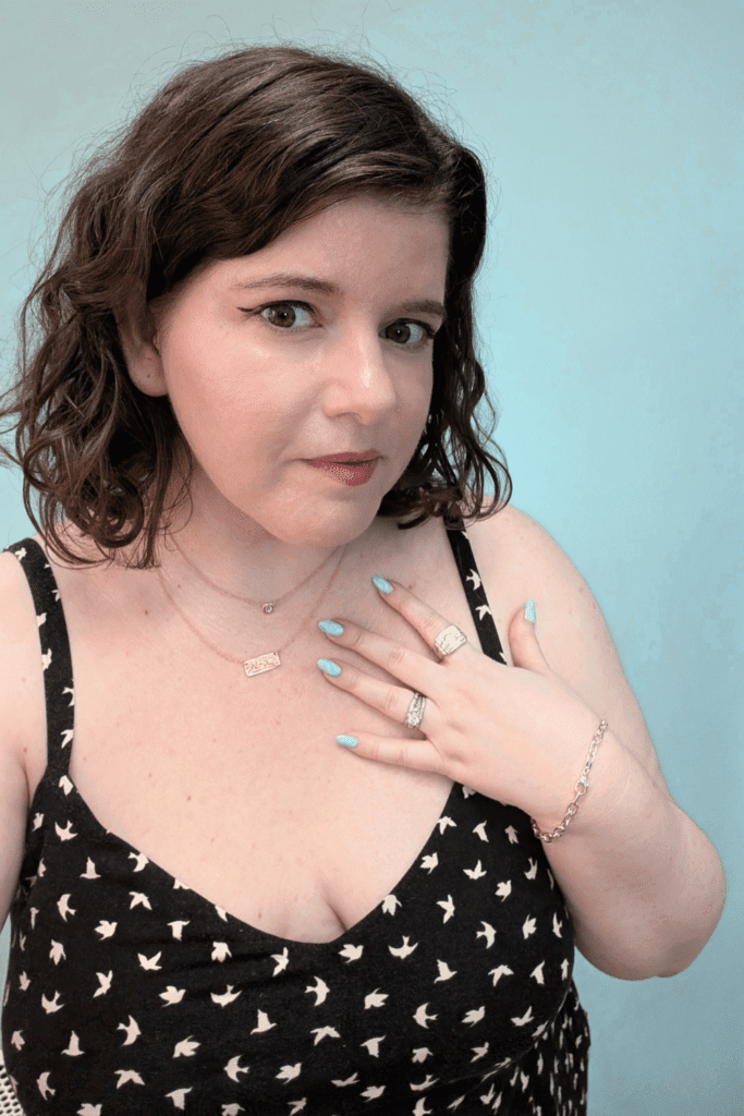 Wearing gold and silver jewelry by WEND from Beaumont Jewelry Collective.
