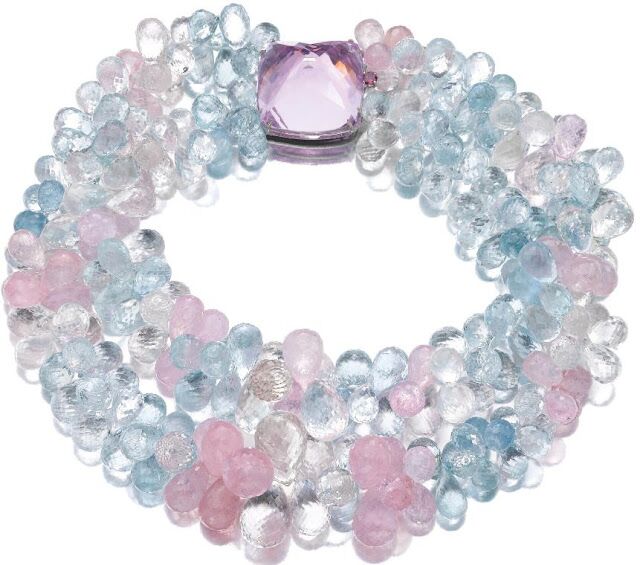 Morganite and aquamarine necklace, Michele della Valle. Morganite and aquamarine necklace, Michele della Valle.