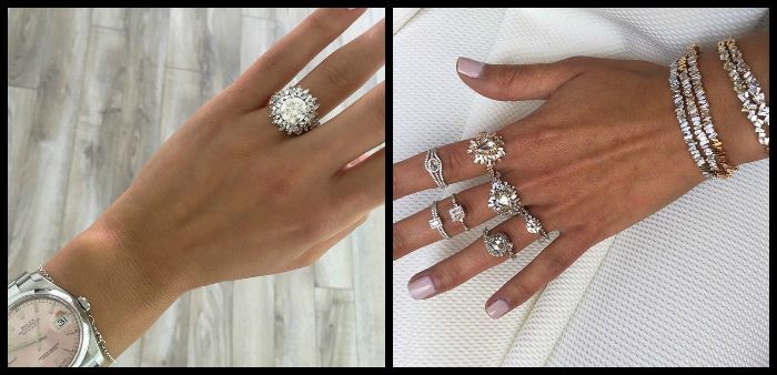 Two hands full of fabulous diamond rings from the Suzanne Kalan Devoted collection