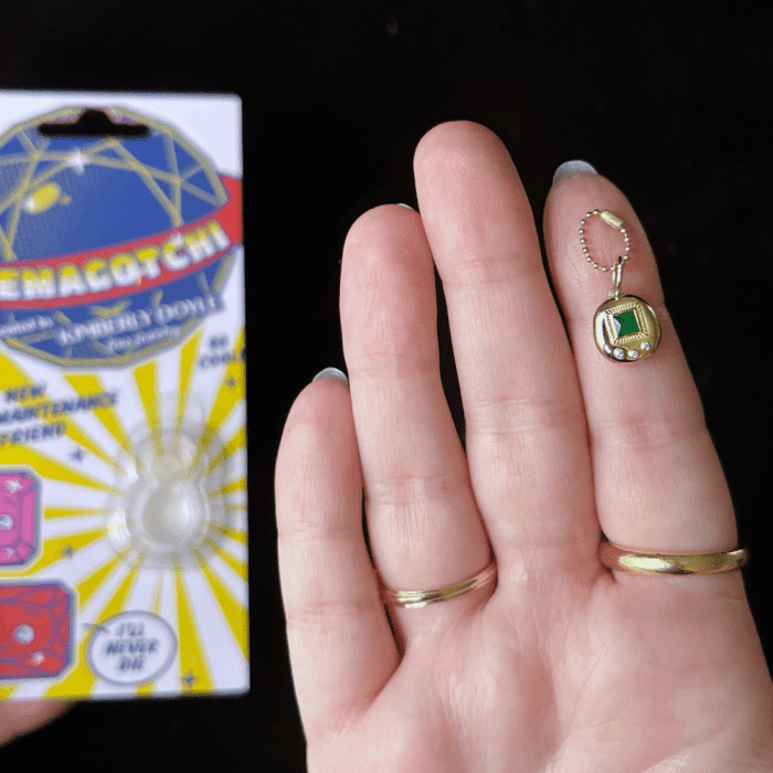The Kimberly Doyle Gemagotchi charm comes with the most adorable custom packaging.