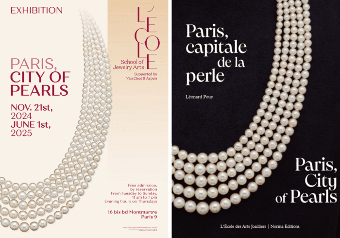 The exhibtion flyer and book cover for Paris, City of Pearls