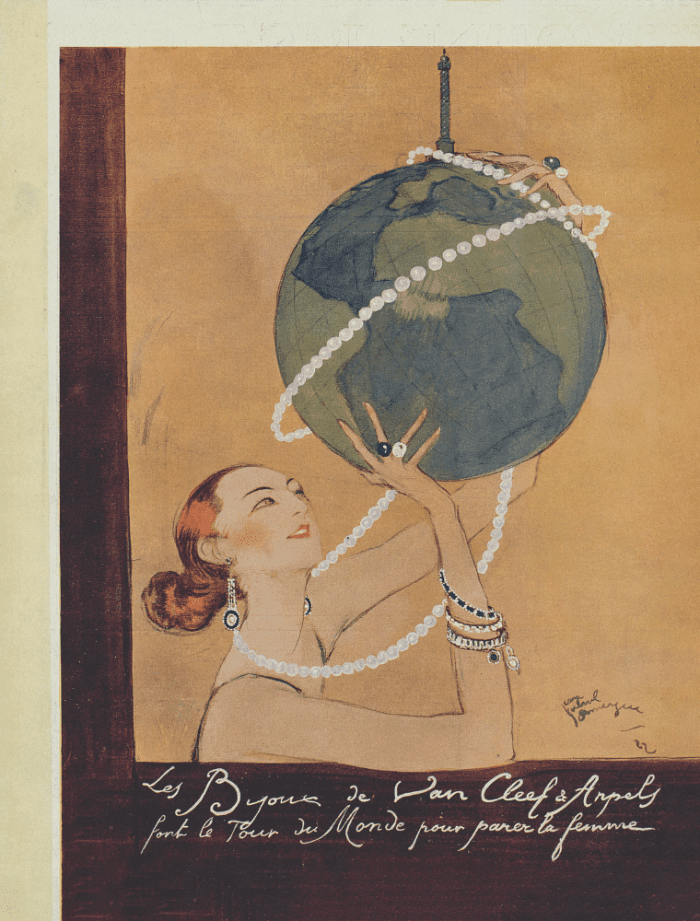 Jean-Gabriel Domergue, advertisement for the Maison Van Cleef & Arpels, La Renaissance de l’art français et des industries de luxe, January 1923.