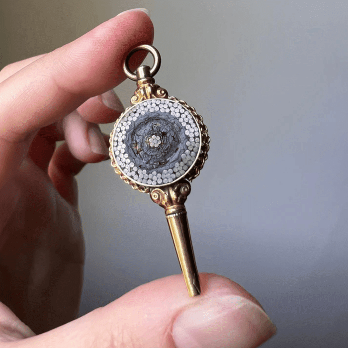 Victorian era transatlantic cable souvenir watch key pendant. Sold by Mouse's House Antiques.