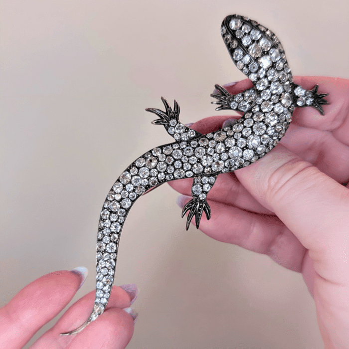 Antique diamond lizard brooch from DK Bressler, seen at NYCJAOS Spring 2025