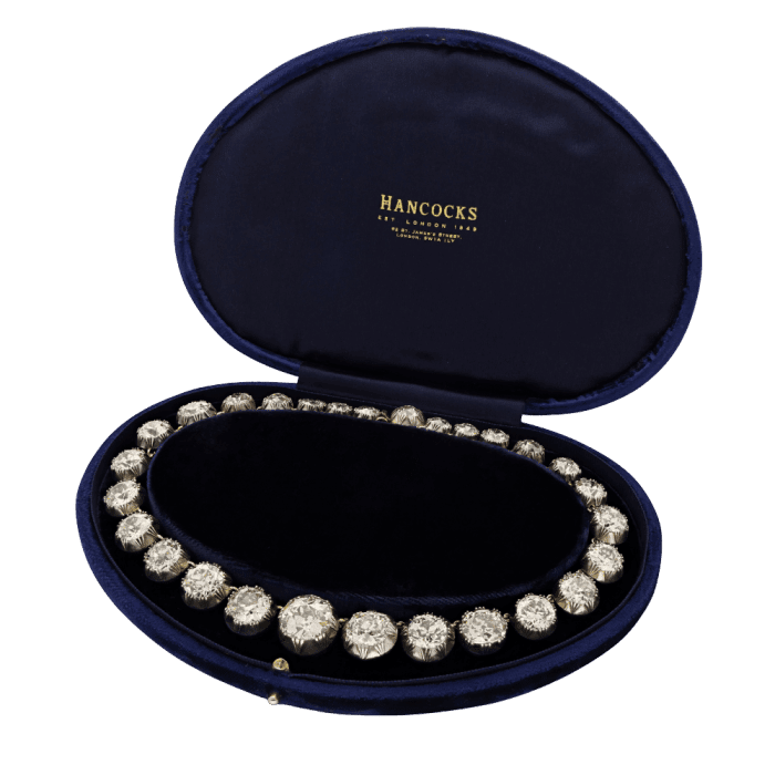 The 110 carat Georgian diamond rivière necklace of my dreams, collet setting.
