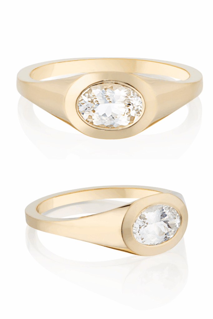 The Once engagement ring by Lindley Gray with a 1 carat natural oval diamond.