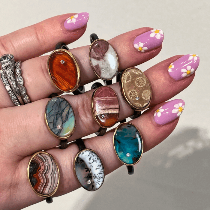 Gemstone and diamond rings by Karin Luvaas. One of the emerging jewelry designers at CURATED at Luxury Lifestyle.