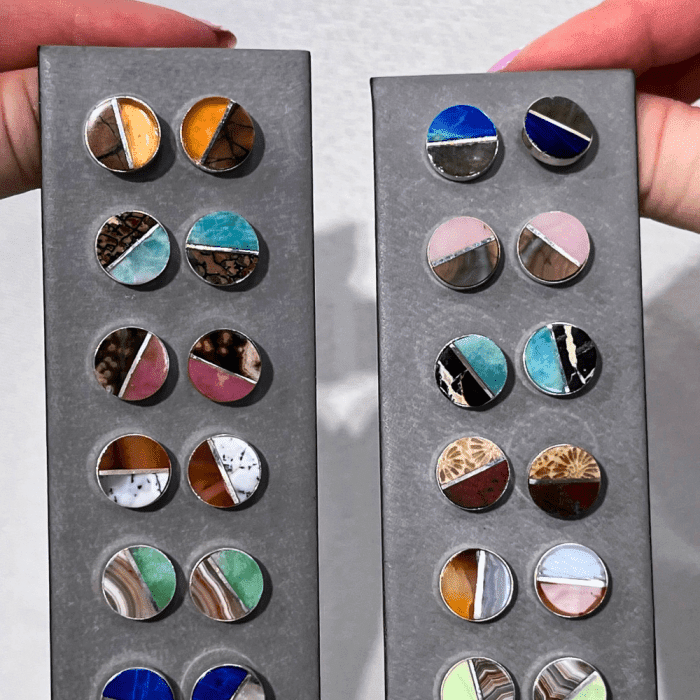 Gemstone stud earrings by Karin Luvaas