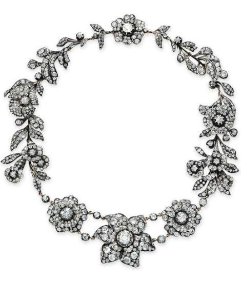 A Victorian antique diamond flower necklace.
