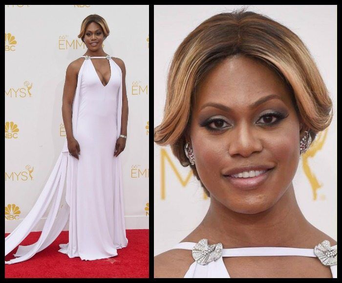 Laverne Cox in Fred Leighton retro diamond jewels at the 2014 Emmy awards