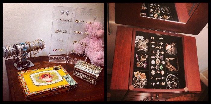 Some of Becky's jewelry storage solutions.