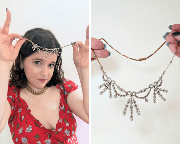 A lovely Edwardian diamond necklace from Talia Jade Jewelry, seen at NYCJAOS Spring 2026!