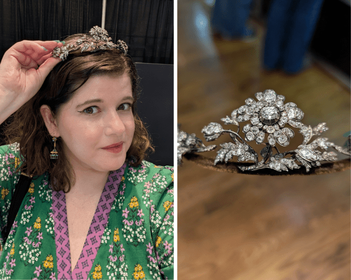 Floral en tremblant diamond tiara seen at Antique Jewelry Expo during NYCJAOS Spring 2026!