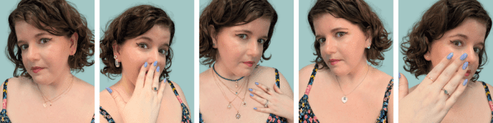Wearing designs from the ethical jewelry designers of Beaumont Jewelry Collective